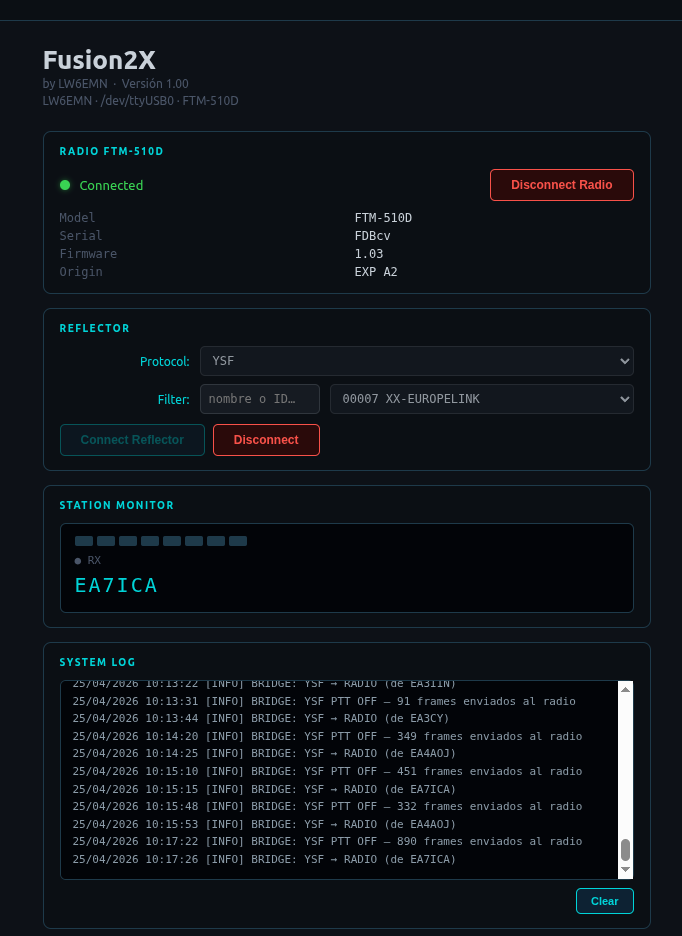 Panel principal Fusion2x