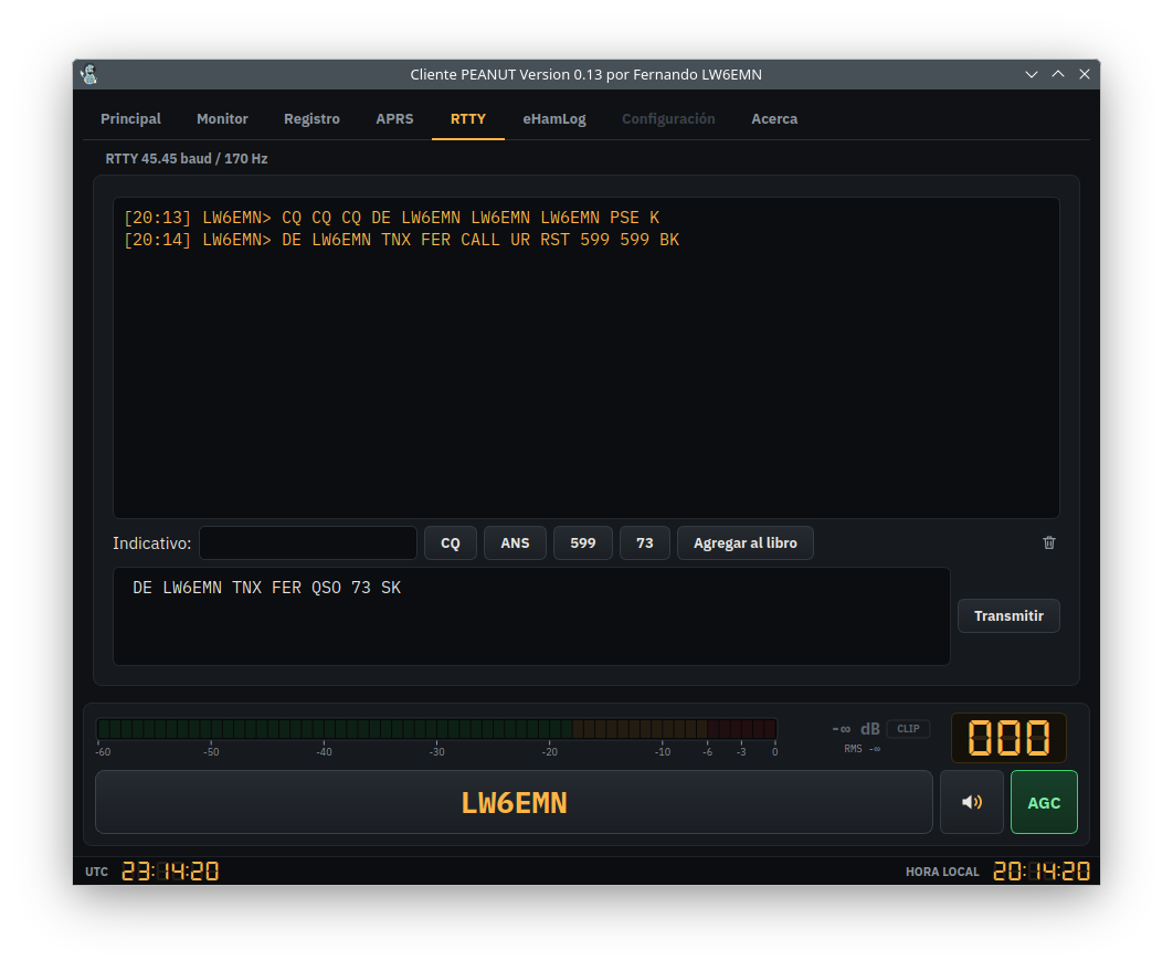 Pestaña RTTY